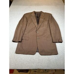 Hickey Freeman Canterbury Blazer Mens 43R Brown Houndstooth Silk‎ Wool NOTE